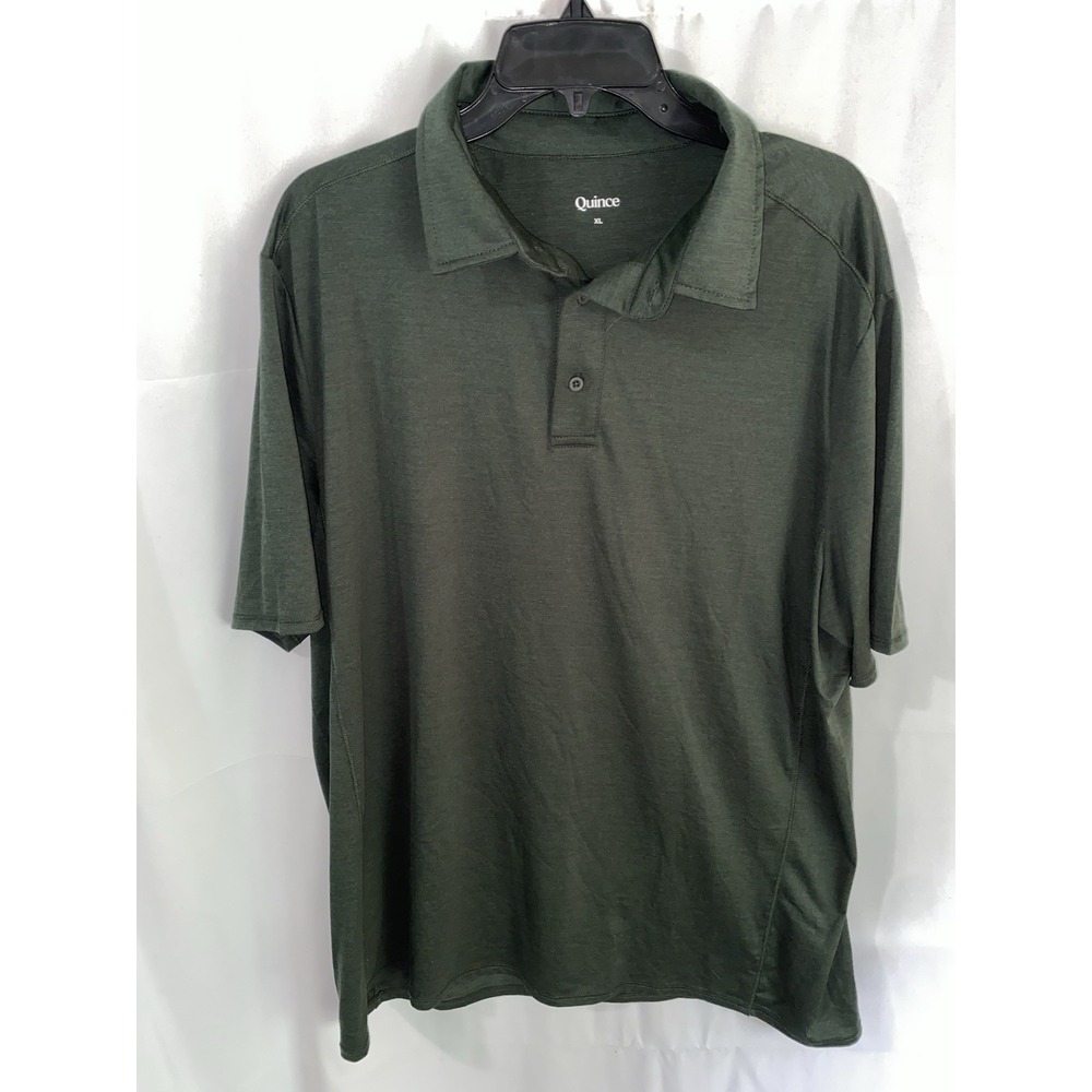 Quince Men's XL Flowknit Breeze Performance Polo Olive Green Stretch Wicking